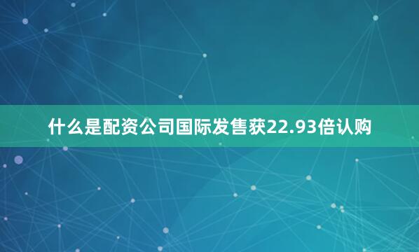 什么是配资公司国际发售获22.93倍认购