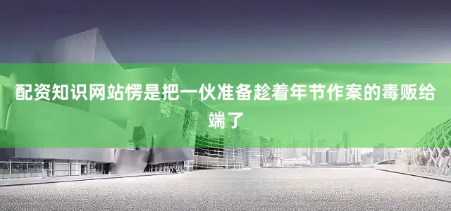 配资知识网站愣是把一伙准备趁着年节作案的毒贩给端了